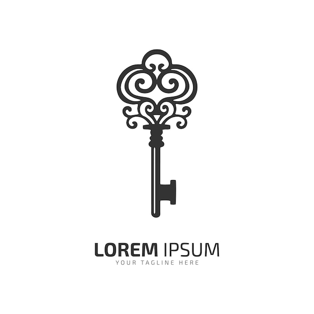 Logotipo mínimo y abstracto del diseño de plantilla aislada de silueta de clave de cuadro de icono de clave vectorial clave