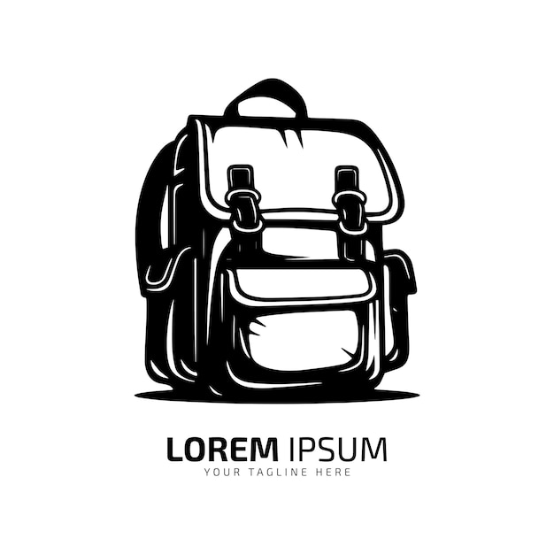 Logotipo mínimo y abstracto del icono de la bolsa vectorial de la bolsa silueta de la bolsa escolar diseño de plantilla aislada sobre fondo blanco