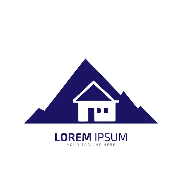 Logotipo mínimo y abstracto del icono de casa silueta vectorial diseño aislado con montaña