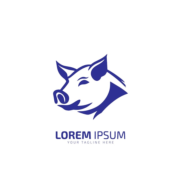 logotipo mínimo y abstracto del icono de cerdo silueta vectorial de cerdo bebé arte de diseño aislado