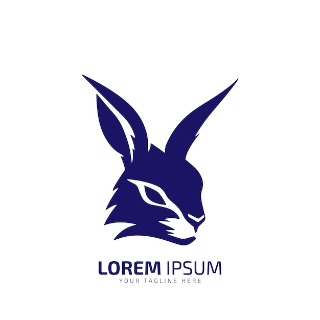 Logotipo mínimo y abstracto de icono de conejo liebre silueta vectorial arte de diseño aislado