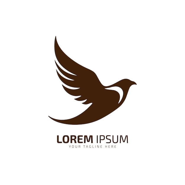 Logotipo mínimo y abstracto de icono de pájaro mosca loro silueta vectorial diseño aislado