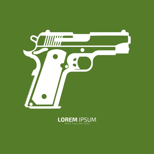 Logotipo mínimo y abstracto de pistola vector icono de pistola silueta de arma plantilla aislada diseño pistola blanca