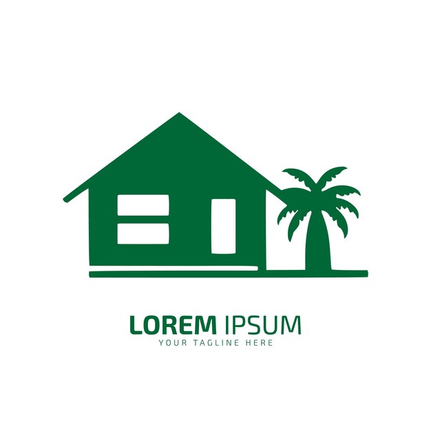 logotipo mínimo y abstracto del vector de casa icono de inicio con diseño aislado de silueta de árbol