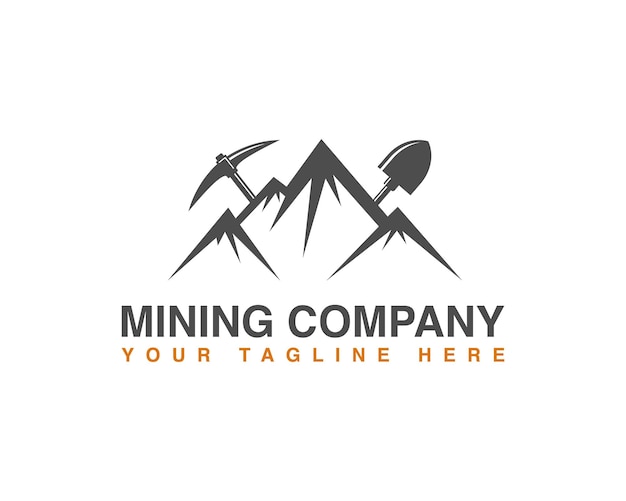 Un logotipo mínimo para la compañía minera con pala y pico