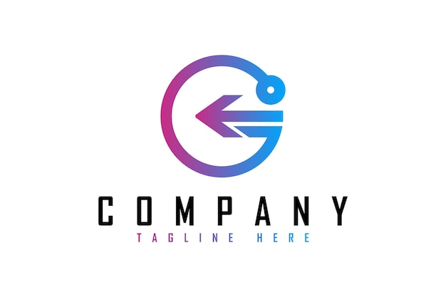 Logotipo mínimo de flecha G utilizable para logotipos de negocios y tecnología
