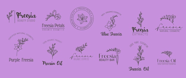 El logotipo mínimo de Freesia Conjunto de símbolos de belleza natural