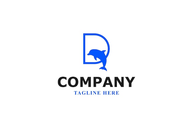 Logotipo mínimo de la letra d delfín