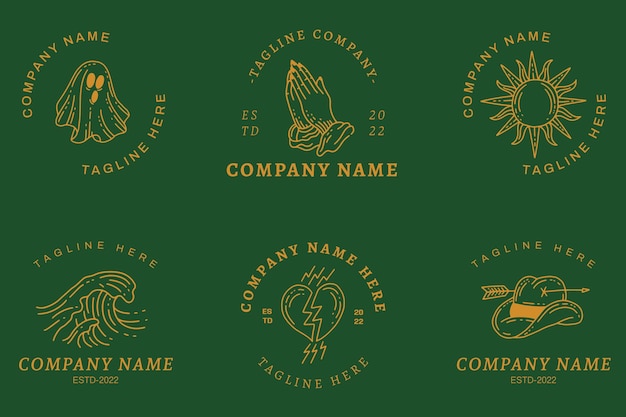 Logotipo Místico Oro Oscuro Colección Símbolo Minimalista Estilo Verde Oscuro