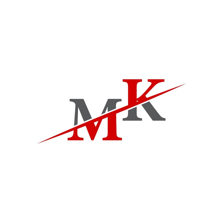 Vector logotipo mk minimalista con línea diagonal dinámica