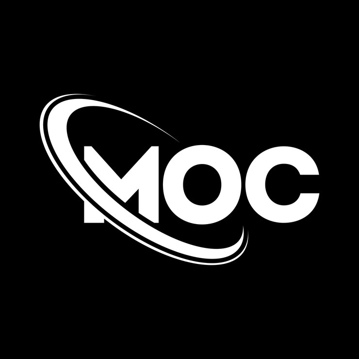 Vector logotipo moc letra moc diseño de logotipo de letra moc iniciales moc logotipo vinculado con círculo y mayúscula monograma logotipo moc tipografía para negocios de tecnología y marca inmobiliaria