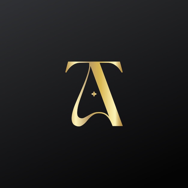 Logotipo de moda y belleza de lujo minimalista moderno TA o AT
