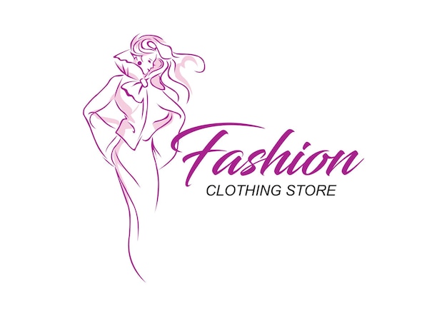 Logotipo de moda ilustración de mujer creativa logotipo de boutique