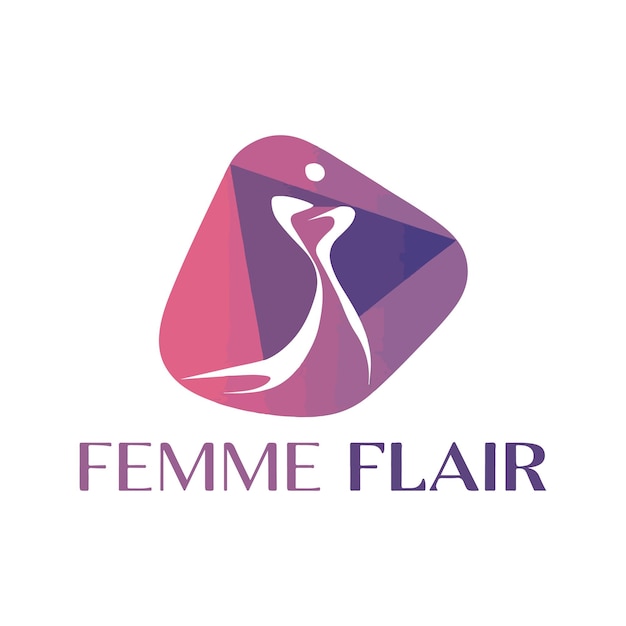 Logotipo de moda para mujeres de belleza con texto Femme Flair en el estilo geométrico