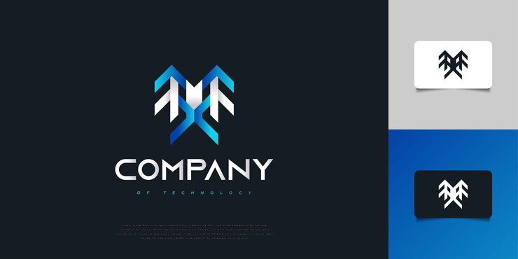 Vector logotipo moderno y abstracto de la letra inicial m y x en azul y blanco. plantilla de diseño de logotipo inicial mx. símbolo gráfico del alfabeto para identidad empresarial corporativa