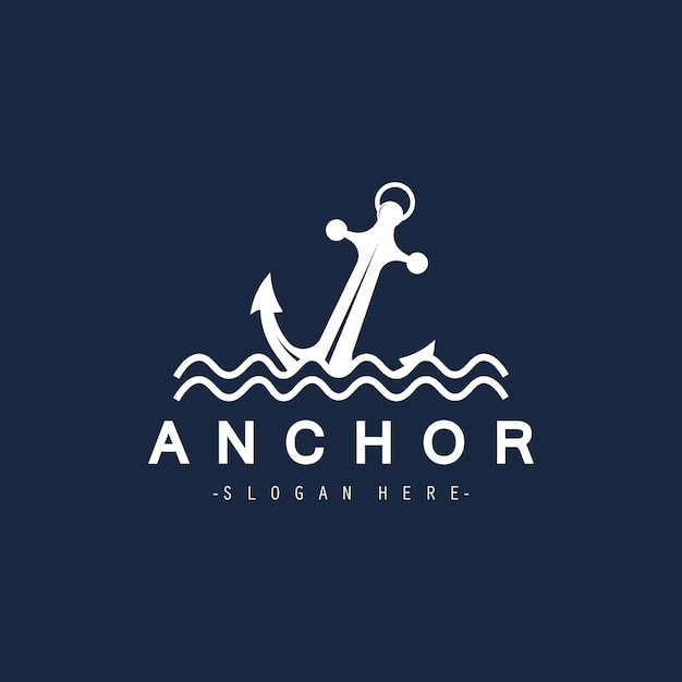 Logotipo moderno de anclaje diseño sencillo minimalista ilustración símbolo marino sencillo
