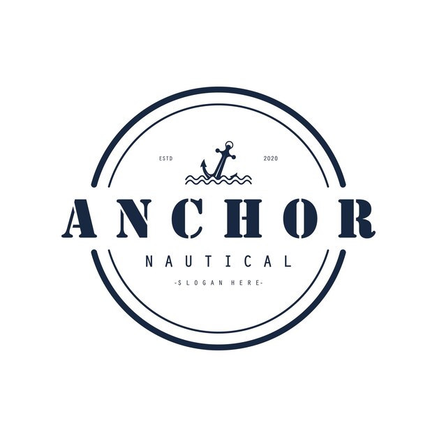 Logotipo moderno de anclaje diseño sencillo minimalista ilustración símbolo marino sencillo