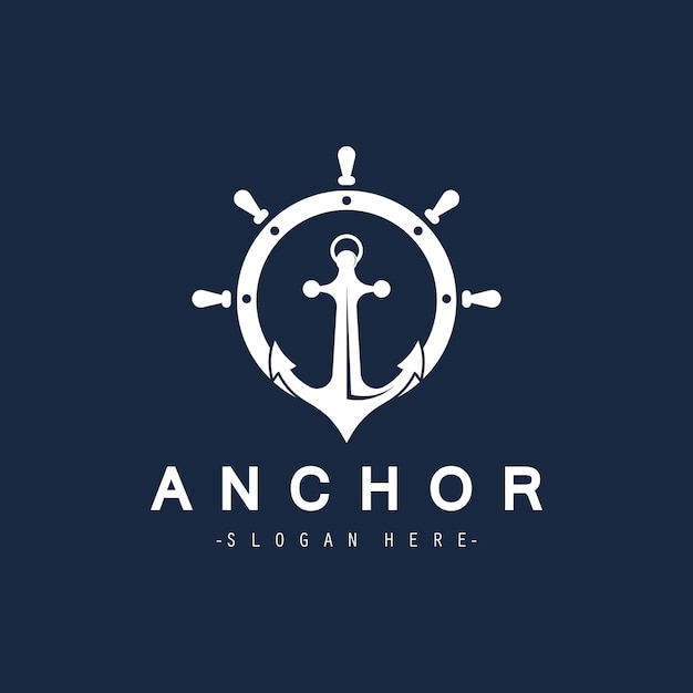 Logotipo moderno de anclaje diseño sencillo minimalista ilustración símbolo marino sencillo