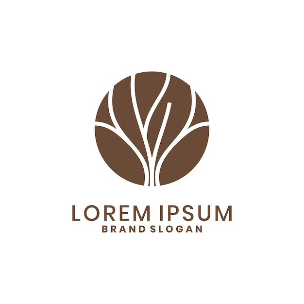 Logotipo moderno del árbol con líneas curvas dentro del círculo