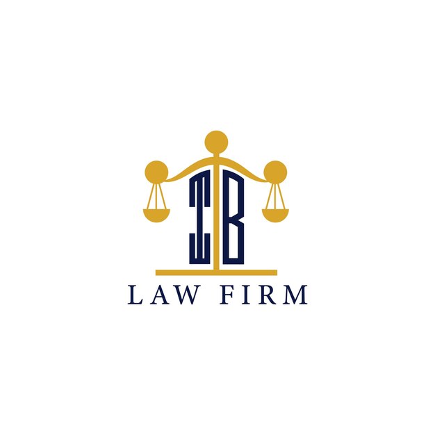 El logotipo moderno del bufete de abogados IB con la balanza de la justicia