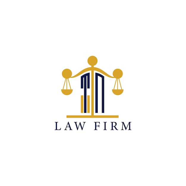 El logotipo moderno del bufete de abogados TN con las escalas de la justicia