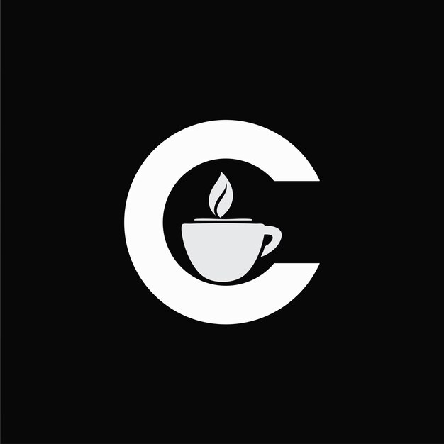 El logotipo moderno de la cafetería con la letra C y la taza de vapor
