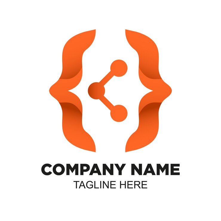Vector logotipo moderno de código degradado naranja vectorial adecuado para empresa de tecnología