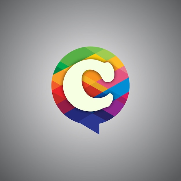 Logotipo moderno y colorido de la letra C en el cuadro de chat
