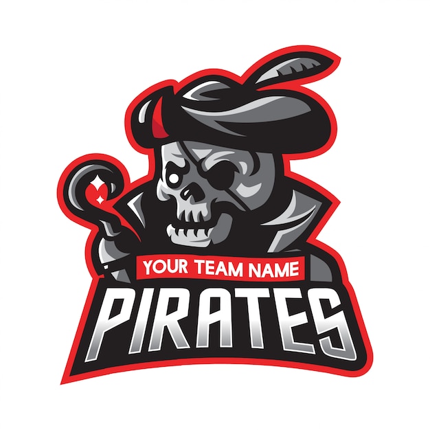 Vector logotipo moderno del cráneo pirata del deporte