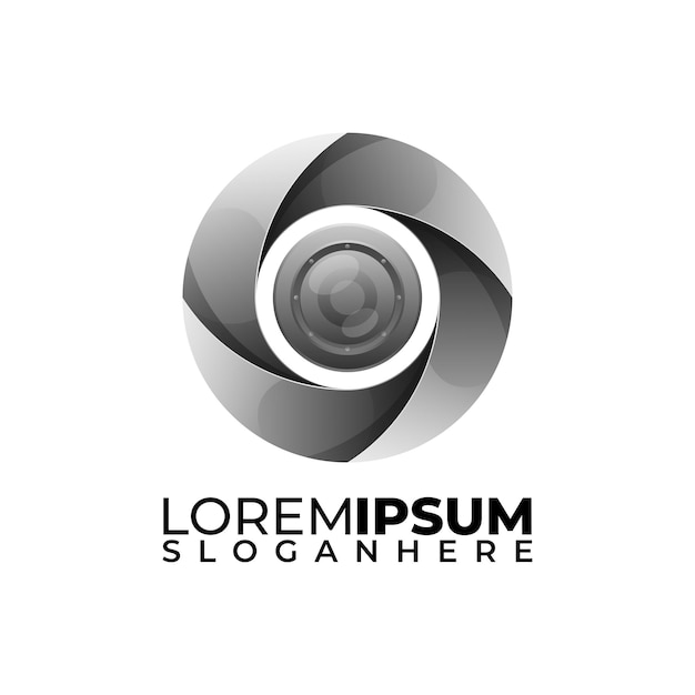 Logotipo moderno degradado colorido de lente y círculo