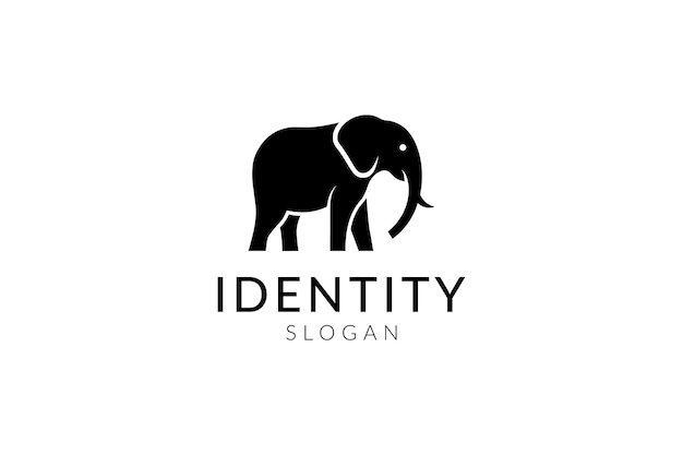El logotipo moderno del elefante en blanco y negro