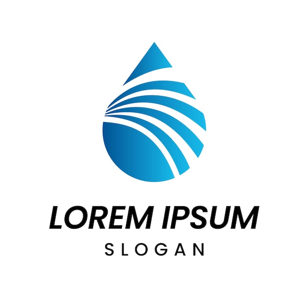 Logotipo moderno con elegante gota de agua azul con líneas curvas dinámicas para negocios relacionados con el agua empresas tecnológicas marcas ambientales