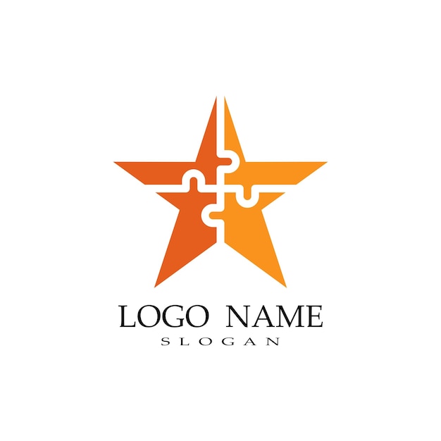 Logotipo moderno de estrella de combinación de rompecabezas
