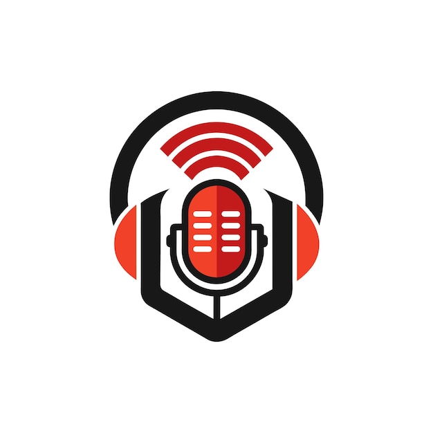 El logotipo moderno del estudio de radio de podcast