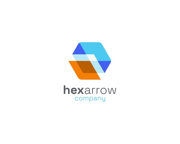 El logotipo moderno de la flecha hexagonal hacia arriba
