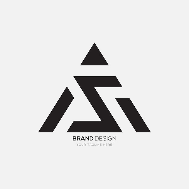 El logotipo moderno en forma de triángulo de la letra As o Sa