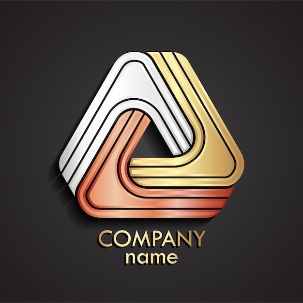 Logotipo moderno en forma de triángulo metálico 3D