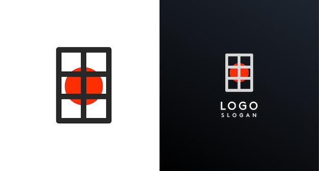 Logotipo moderno con formas geométricas círculo y cuadrícula de líneas logotipo minimalista abstracto para empresas tecnológicas de marca de restaurantes japoneses identidades comerciales creativas ilustración vectorial