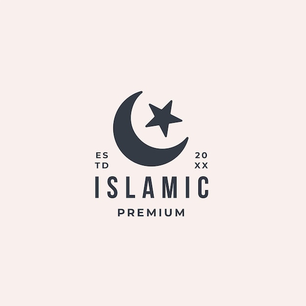 El logotipo moderno islámico con luna y estrella simboliza la religión islam