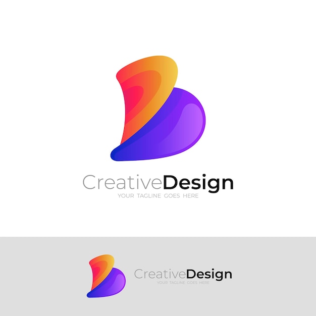 Logotipo moderno de la letra B con ilustración de diseño colorido 3d
