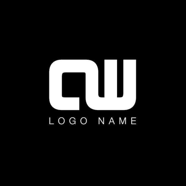 Logotipo moderno de la letra cw en color blanco y negro