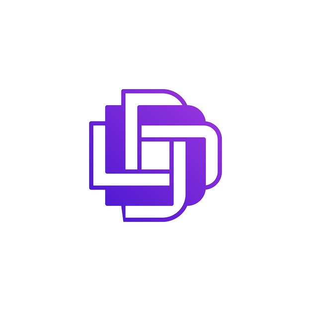 logotipo moderno de la letra D retorcido y superpuesto