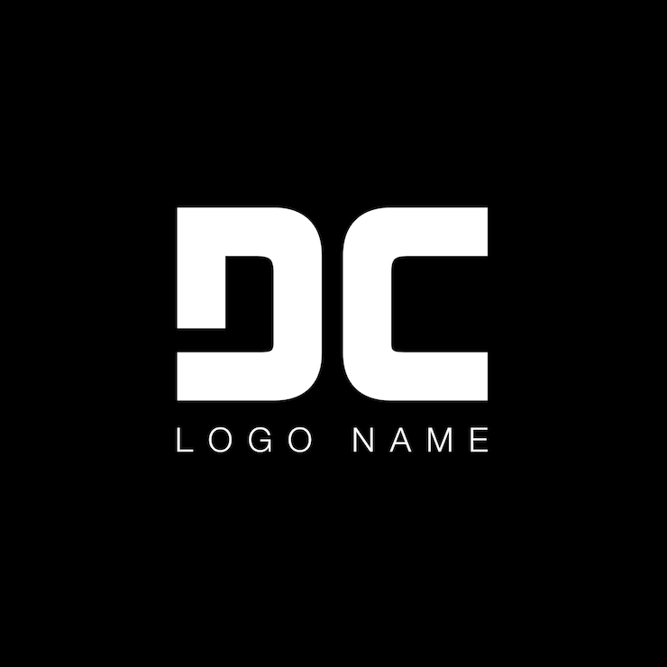 Vector logotipo moderno de la letra dc en color blanco y negro