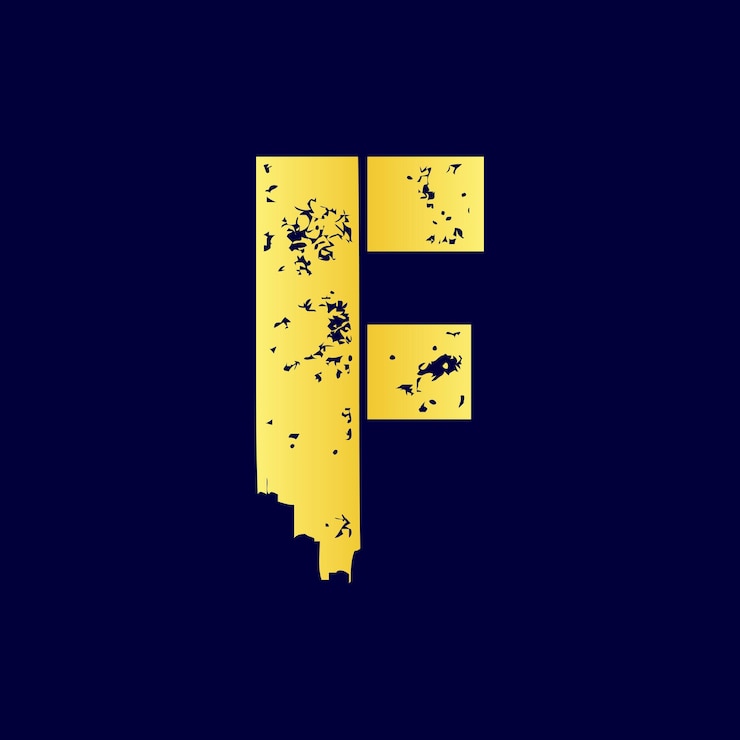 Vector logotipo moderno de la letra f con silueta de la ciudad