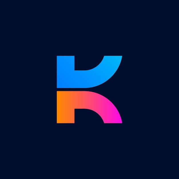 logotipo moderno de la letra K con colores de gradiente
