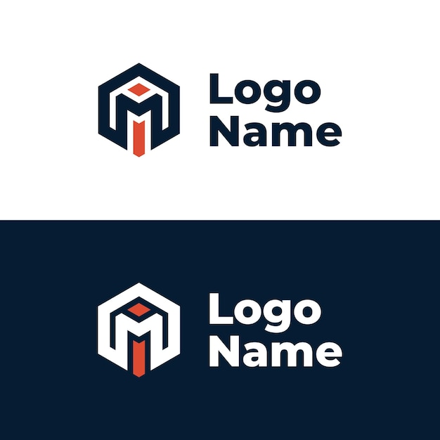 El logotipo moderno de la letra M hexagonal
