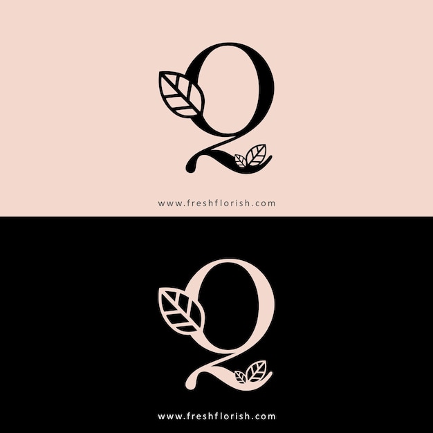 Vector logotipo moderno de la letra q florish