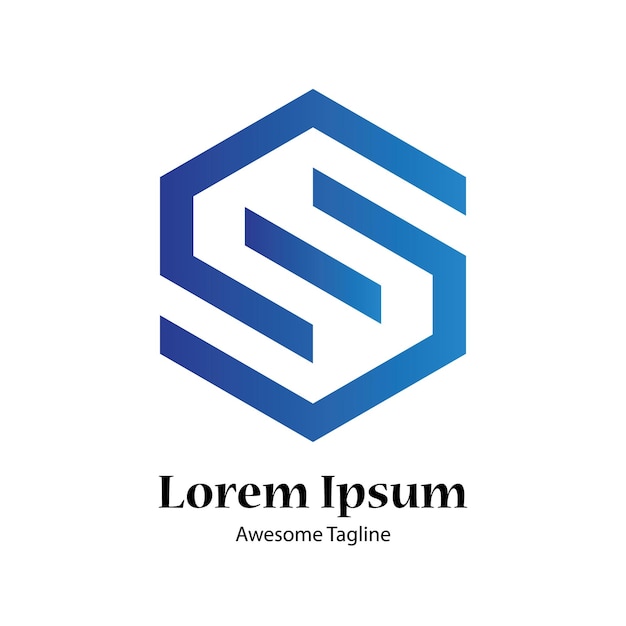 El logotipo moderno de la letra S hexágono