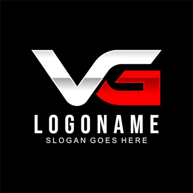Logotipo moderno de la letra VG aislado sobre fondo negro