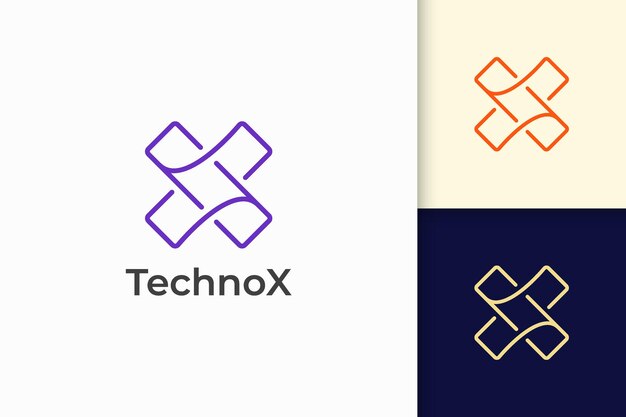 Vector logotipo moderno de la letra x para empresa de tecnología